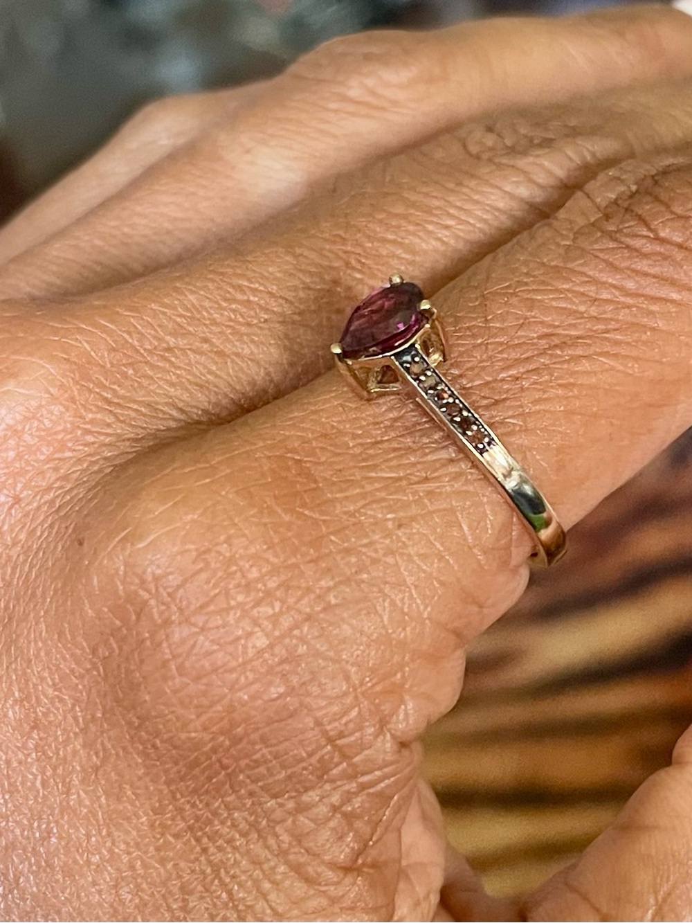 Gold Ring with Pink Center Stone and Accent Stones